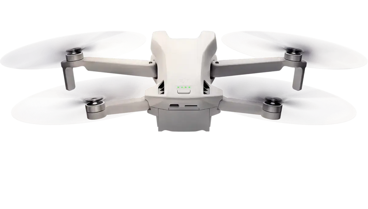 Back view of DJI Mini 3 drone highlighting features for aerial photography